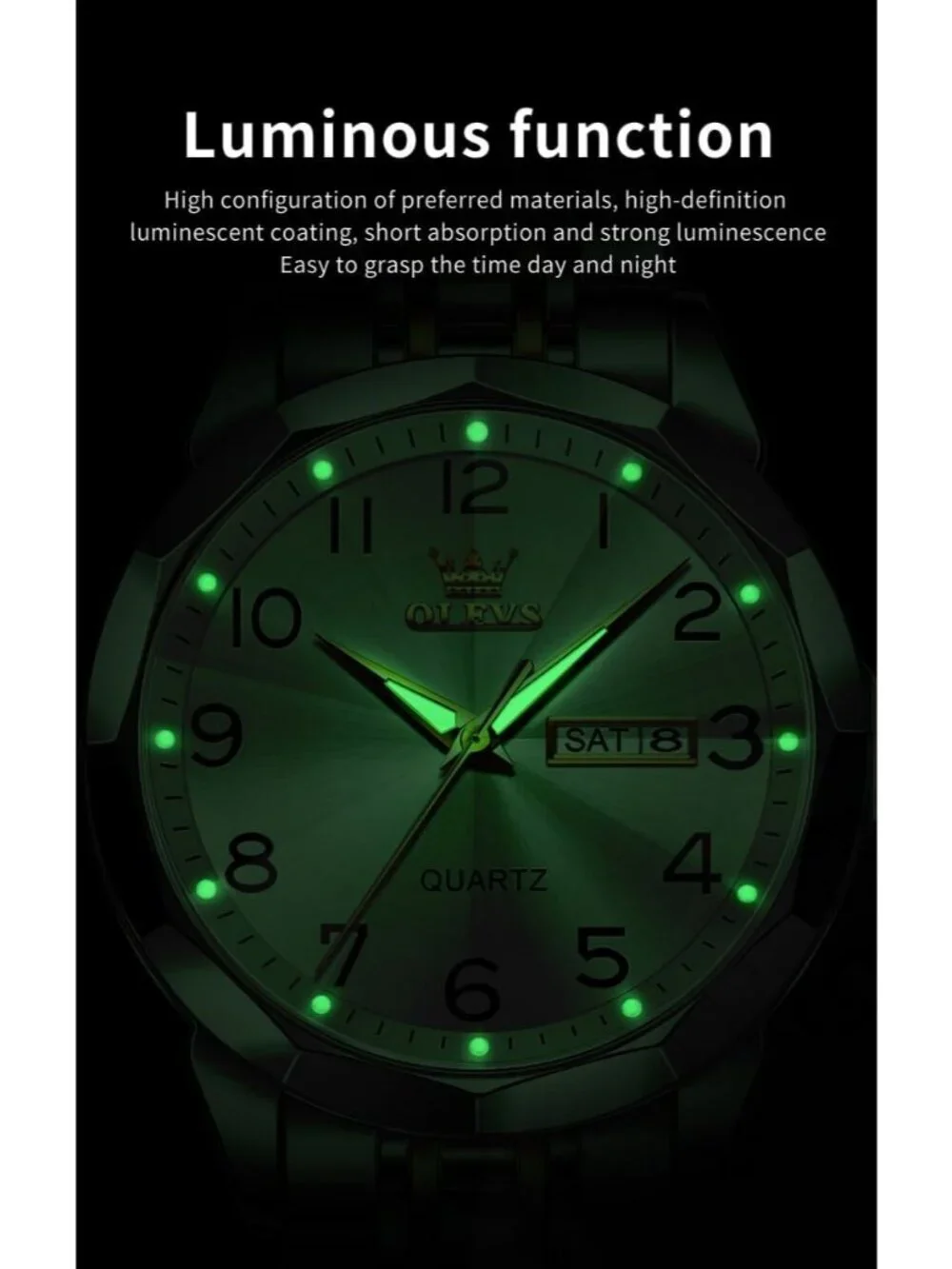 Men's Silver Gold Analog Simple Business Stainless Waterproof Luminous Watch